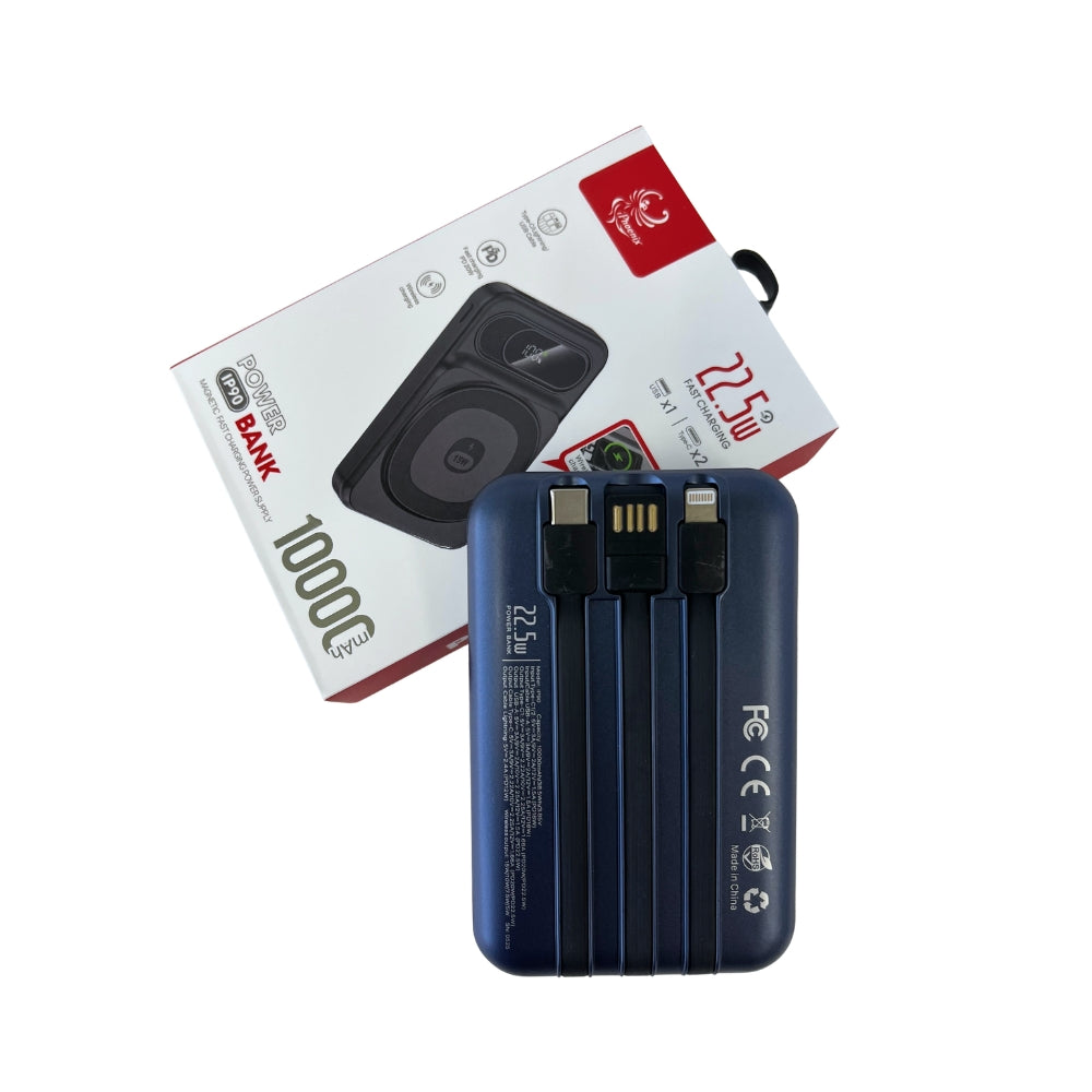 IP-90 Power Bank with Magnetic Fast Charging Power Supply - Blue