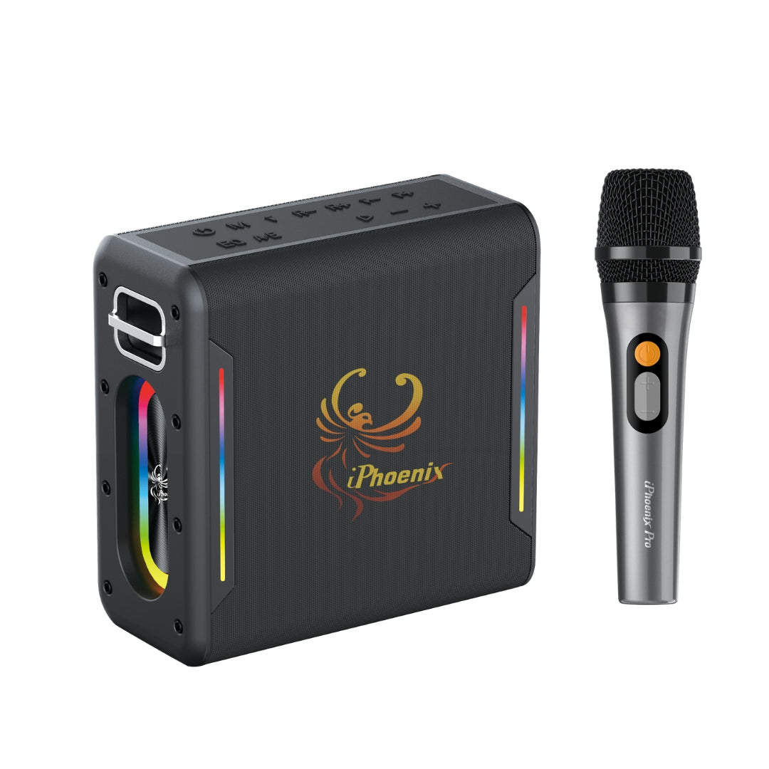 IX-100 6 Hrs/ 4000 mAh Wireless BT XBass Portable Karaoke Speaker with Microphone - Black