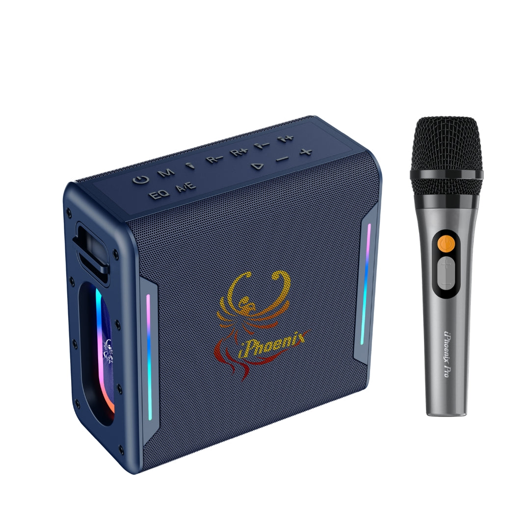 IX-100 6 Hrs/ 4000 mAh Wireless BT XBass Portable Karaoke Speaker with Microphone - Blue
