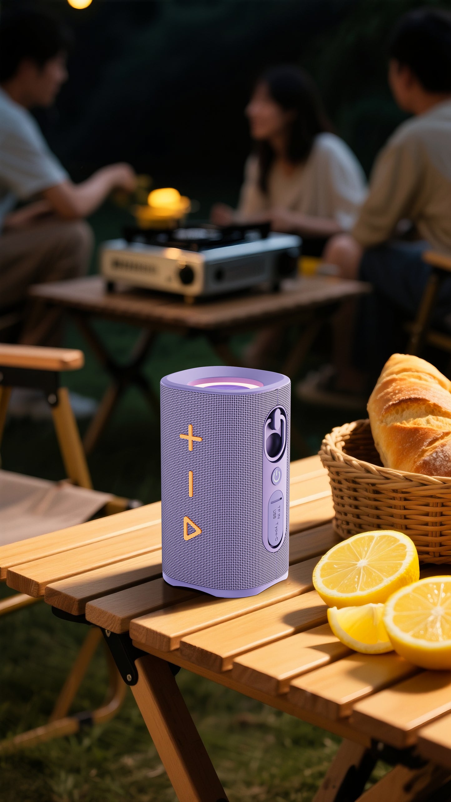 IX-119 9 Hrs 15W BT Wireless TWS Water Resistant Portable Mini Speaker - Purple