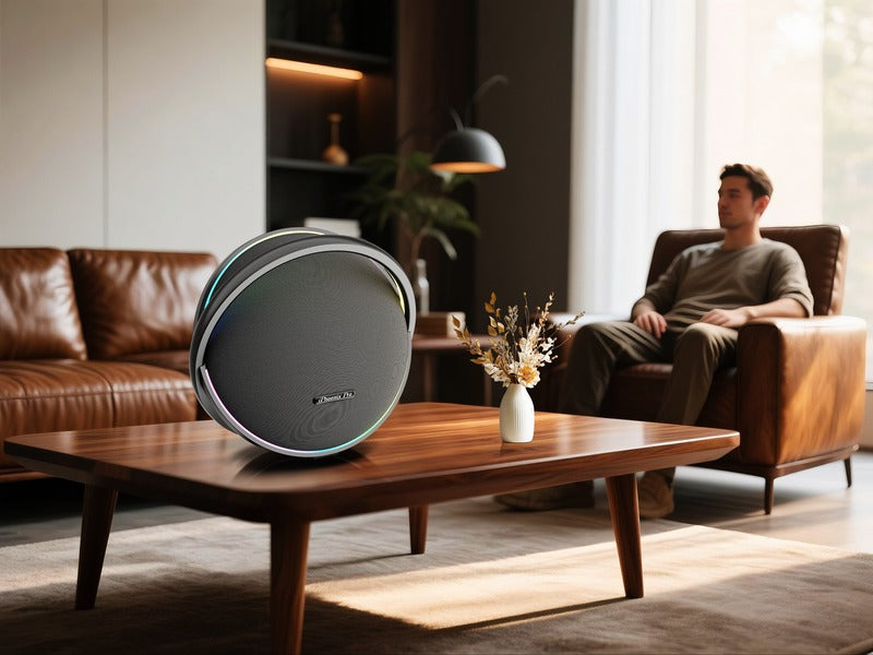 IX-123 9 Hrs/200W 30000 mAh BT Wireless Round Speaker with Microphone - Black