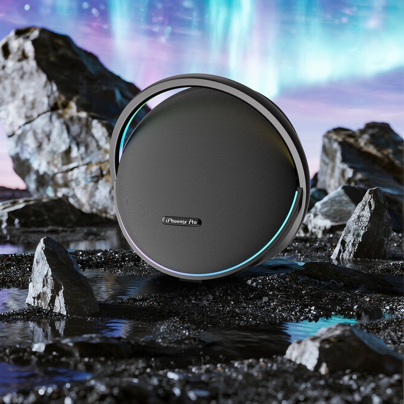 IX-123 9 Hrs/200W 30000 mAh BT Wireless Round Speaker with Microphone - Black