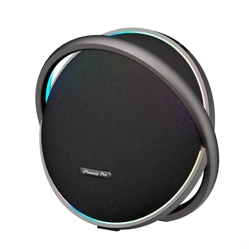 IX-123 9 Hrs/200W 30000 mAh BT Wireless Round Speaker with Microphone - Black