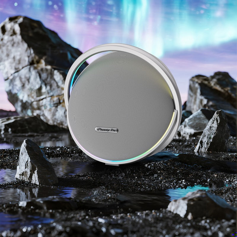IX-123 9 Hrs/200W 30000 mAh BT Wireless Round Speaker with Microphone - Silver