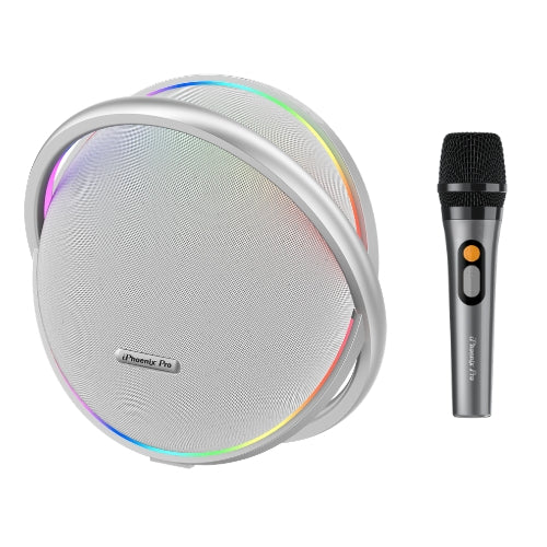 IX-123 9 Hrs/200W 30000 mAh BT Wireless Round Speaker with Microphone - Silver