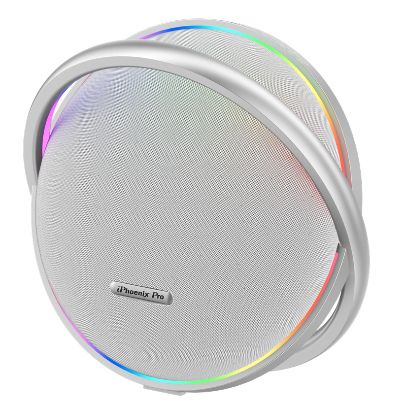 IX-123 9 Hrs/200W 30000 mAh BT Wireless Round Speaker with Microphone - Silver