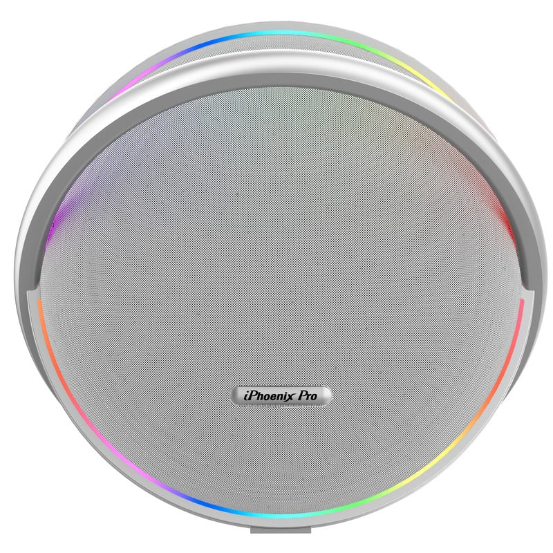 IX-123 9 Hrs/200W 30000 mAh BT Wireless Round Speaker with Microphone - Silver