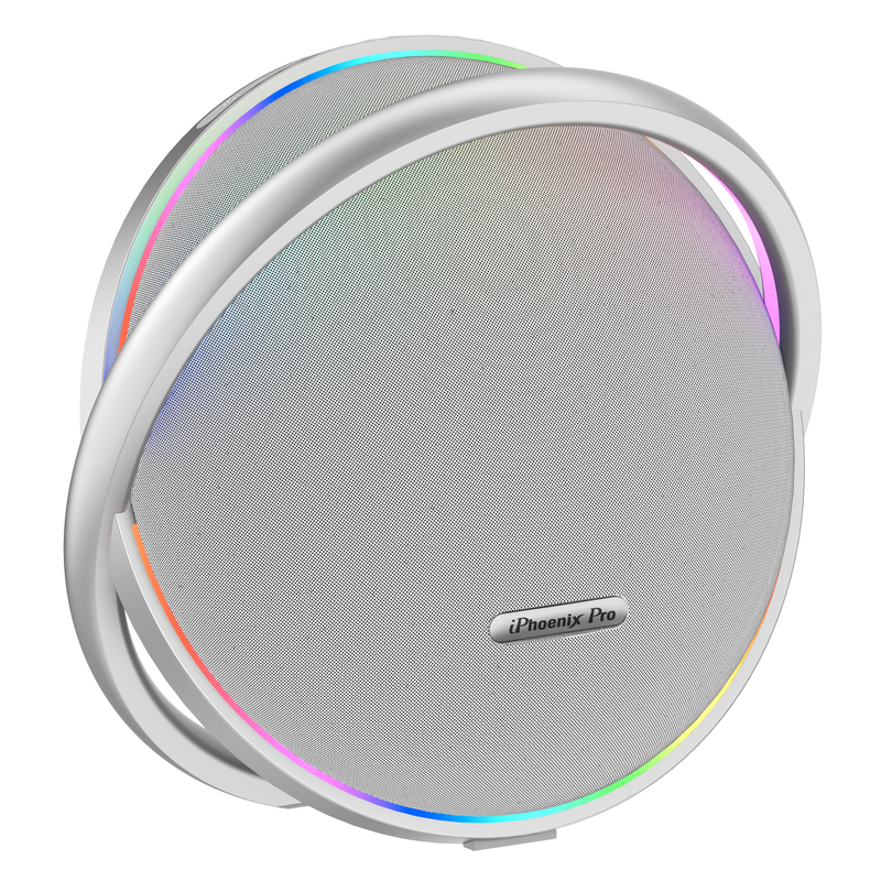 IX-123 9 Hrs/200W 30000 mAh BT Wireless Round Speaker with Microphone - Silver