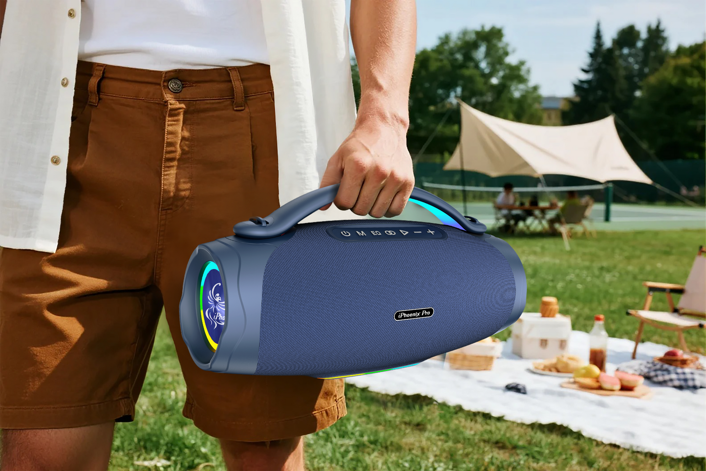 IX-97 8-Hrs/140W 12000 mAh BT Wireless with Rechargeable Microphone Speaker - Blue