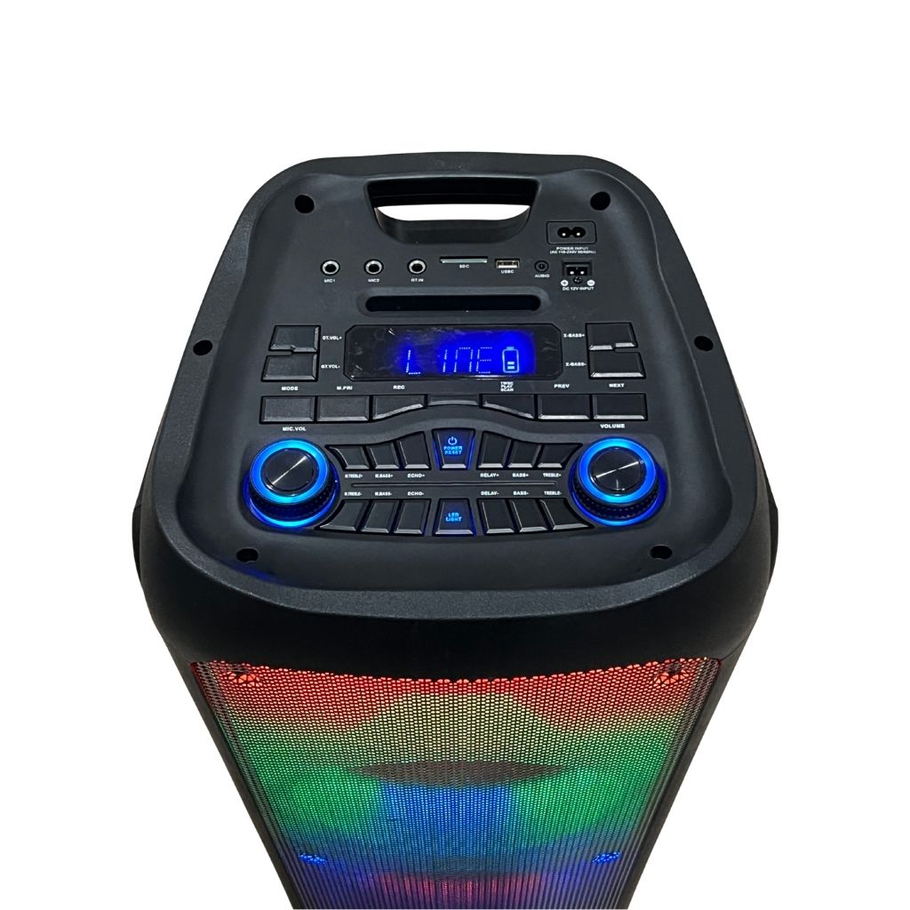 SH-1013 XBASS 2x10 inch Rechargeable Bluetooth Speaker with Dual Wireless Mic
