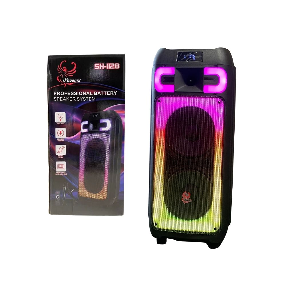 SH-1128 Portable 2x8 inch Bluetooth Speaker with Wired Mic