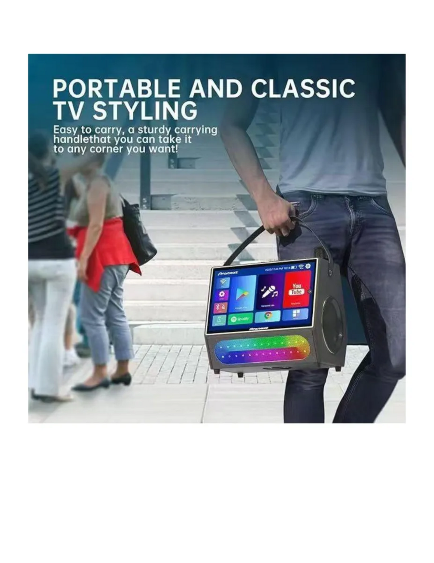 SH 900 Karaoke Portable 13.3 Inch Bluetooth WIFI Touch Screen Speaker 40W with 2 Mic