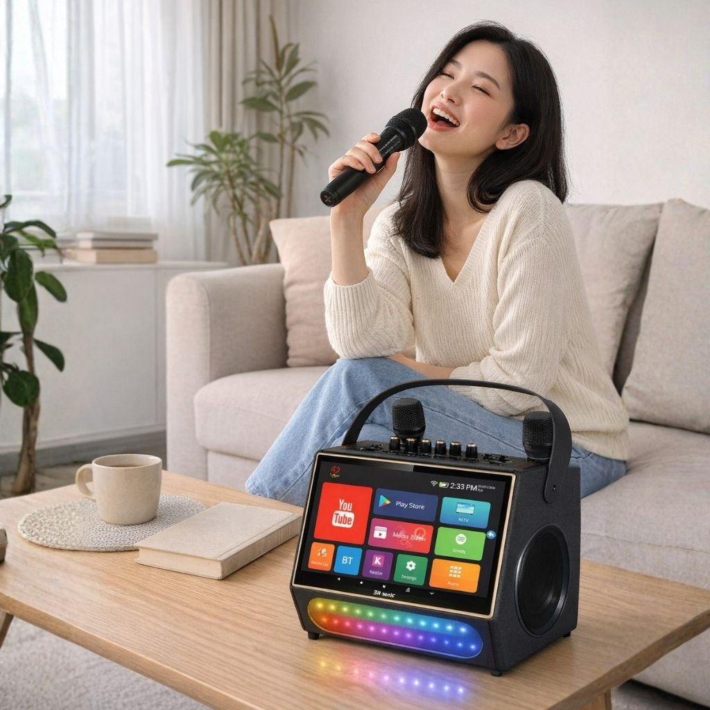 SH 900 Karaoke Portable 13.3 Inch Bluetooth WIFI Touch Screen Speaker 40W with 2 Mic