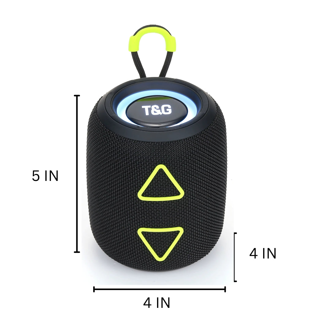 TG-655 Mini Portable Bluetooth Speaker 1200mAh Battery FM USB LED Lights - Black