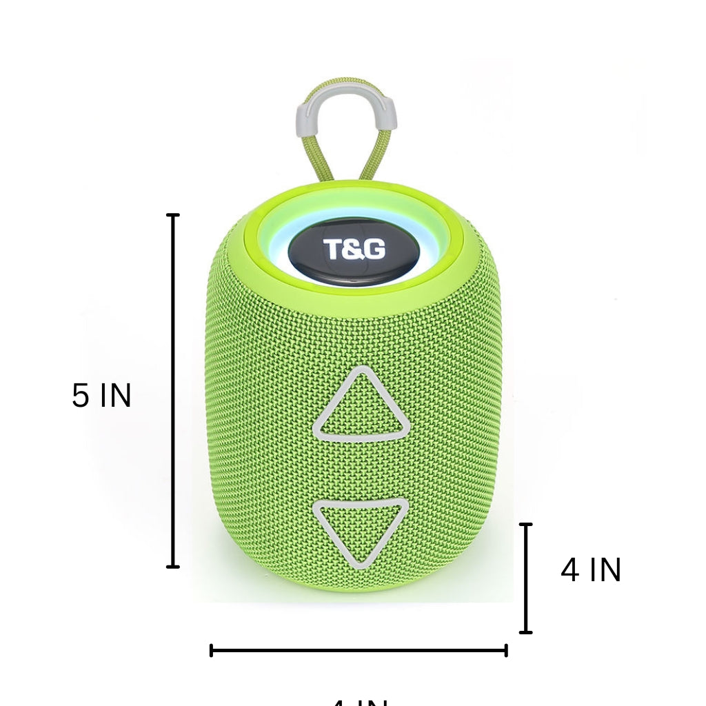 TG-655 Mini Portable Bluetooth Speaker 1200mAh Battery FM USB LED Lights - Green