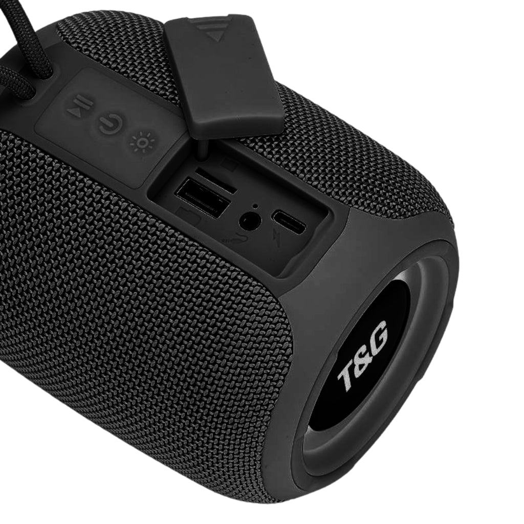 TG-655 Mini Portable Bluetooth Speaker 1200mAh Battery FM USB LED Lights - Black
