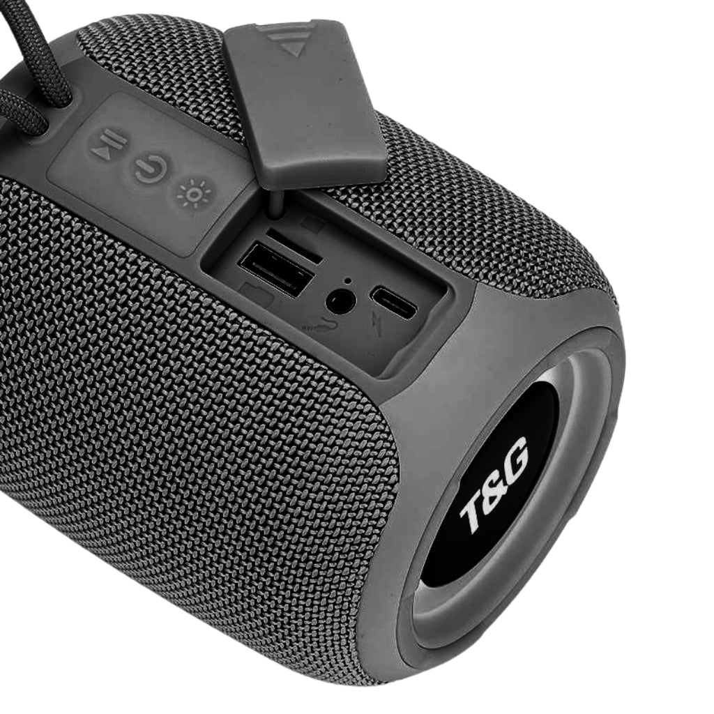 TG-655 Mini Portable Bluetooth Speaker 1200mAh Battery FM USB LED Lights - Dark Gray