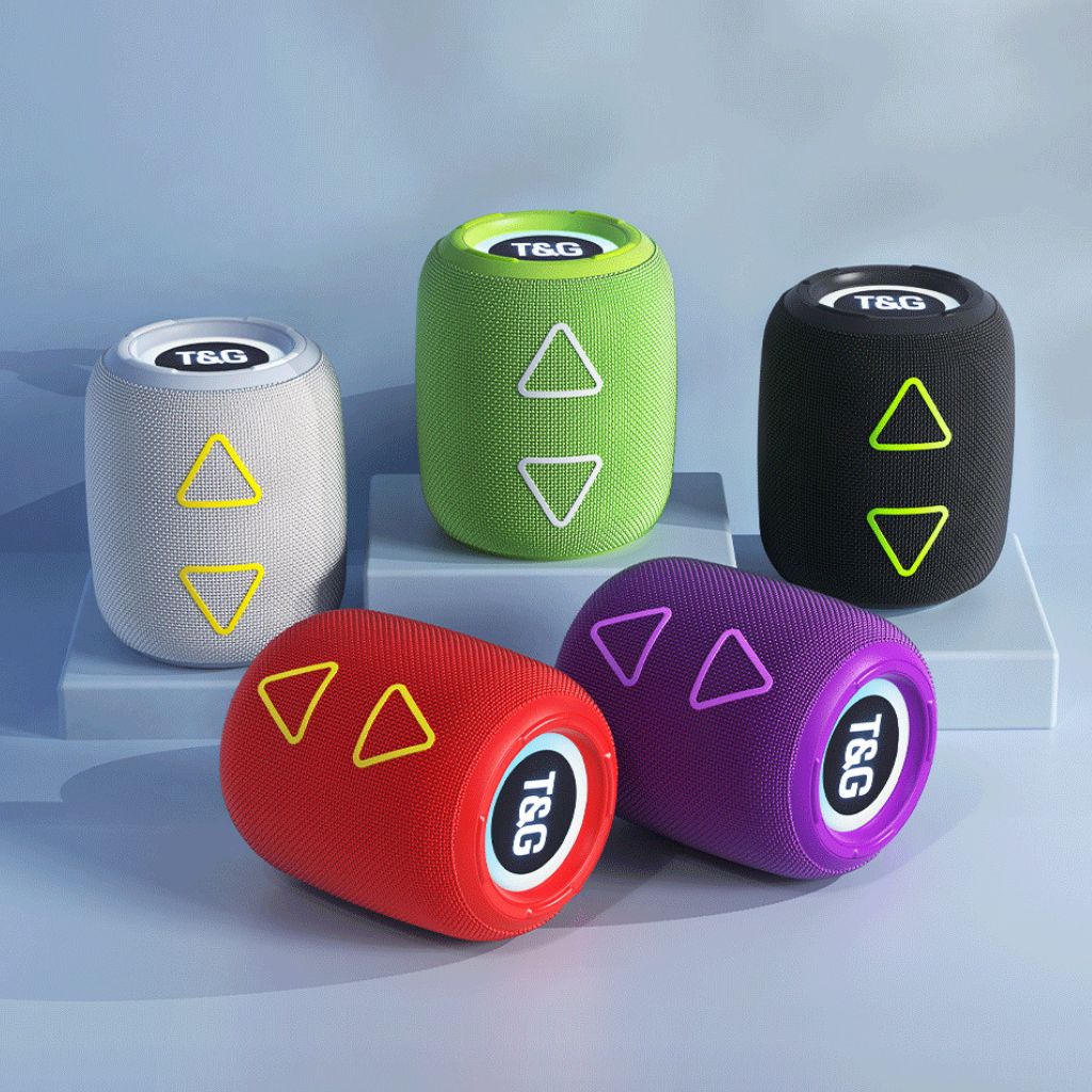 TG-655 Mini Portable Bluetooth Speaker 1200mAh Battery FM USB LED Lights - Dark Gray