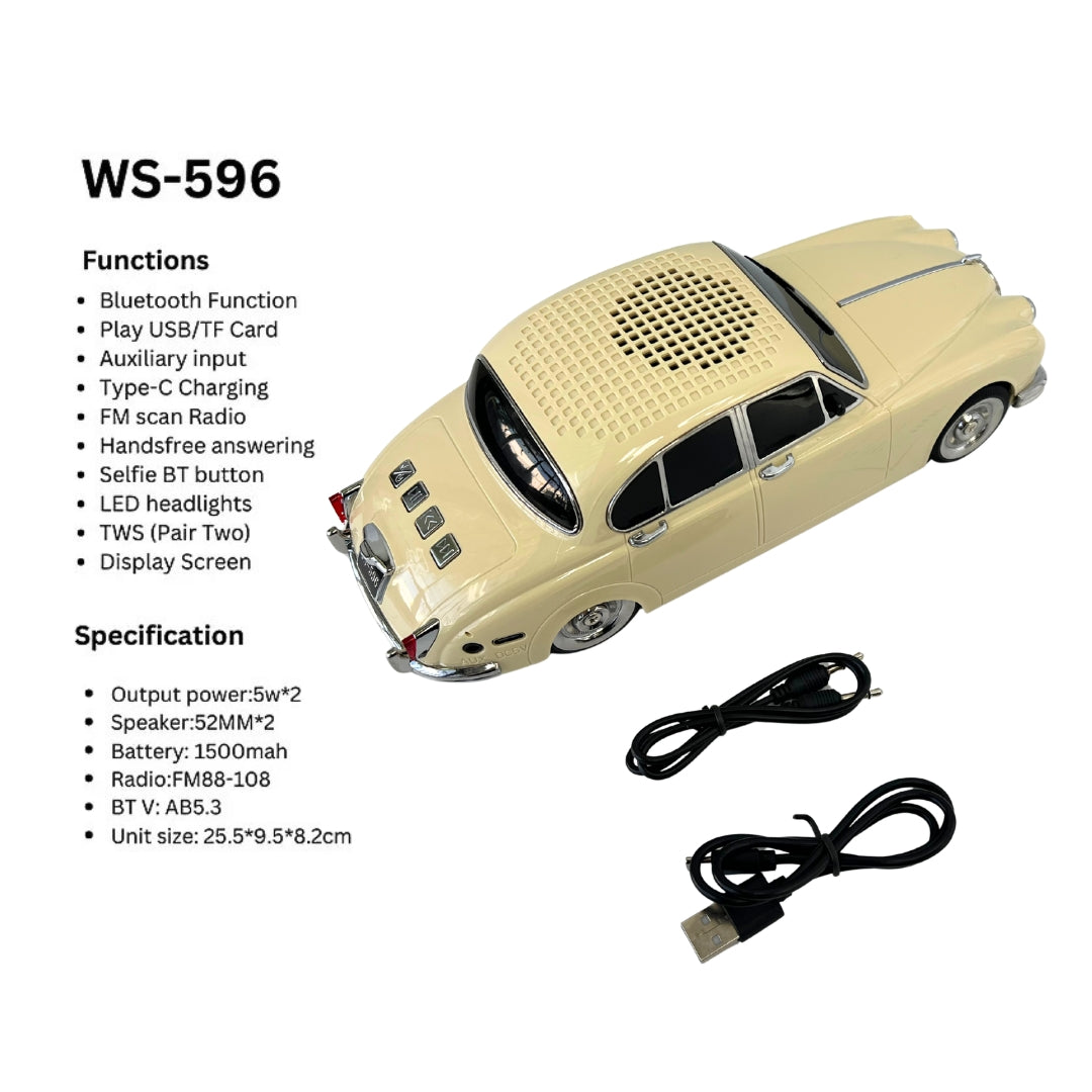 WS-596 New Portable Speaker with FM Radio/Rechargeable Home Gift - Beige