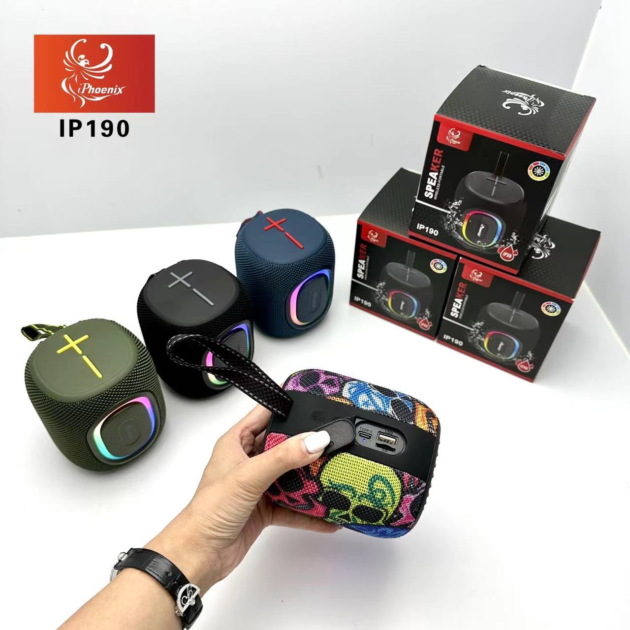 IP 190 Bluetooth Speaker with Radio IPX6 WaterProof and Rechargable