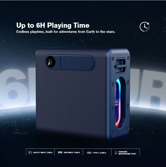 IX-100 6 Hrs/ 4000 mAh Wireless BT XBass Portable Karaoke Speaker with Microphone - Blue
